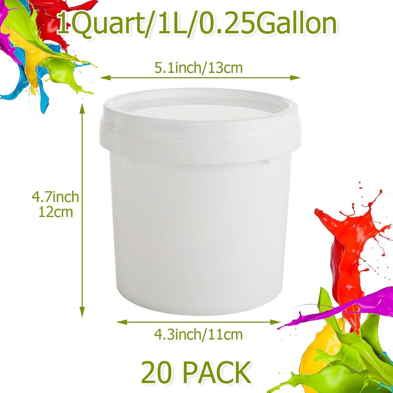 AKOLAFE 20 Pack Paint Buckets for Painting Empty Paint Cans Quart Plastic Paint Containers with Lids 2 Pint Plastic Paint Can 1/4 Gallon Paint Pail Small Paint Storage Containers for Leftover Paint - Image 2